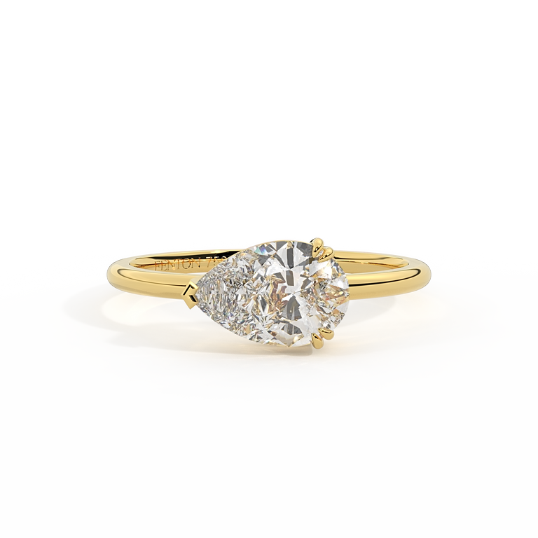 Lab Grown Diamond Solitaire Pear Cut 18k Yellow Gold Ring