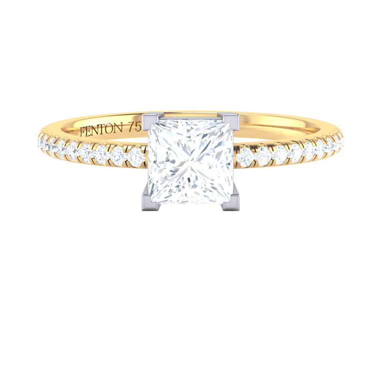 Naturally Mined Diamond Solitaire 18K Yellow Gold Ring (Diamond Pavé) (GIA 1509251756)