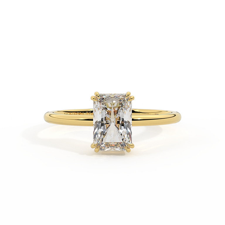 Lab Grown Diamond Solitaire Radiant Cut 18k Yellow Gold Ring