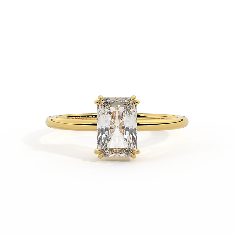 Lab Grown Diamond Solitaire Radiant Cut 18k Yellow Gold Ring