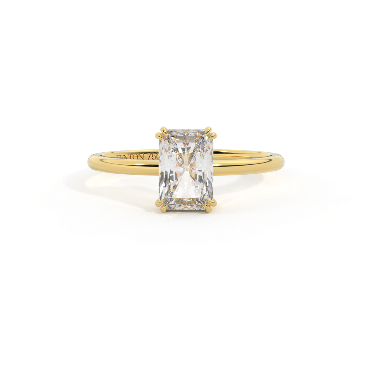 Lab Grown Diamond Solitaire Radiant Cut 18k Yellow Gold Ring
