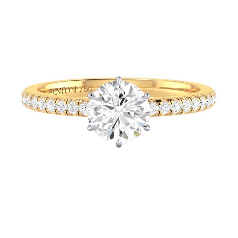 Naturally Mined Diamond Solitaire 18K Yellow Gold Ring (Diamond Pavé) (IGI 648413798)