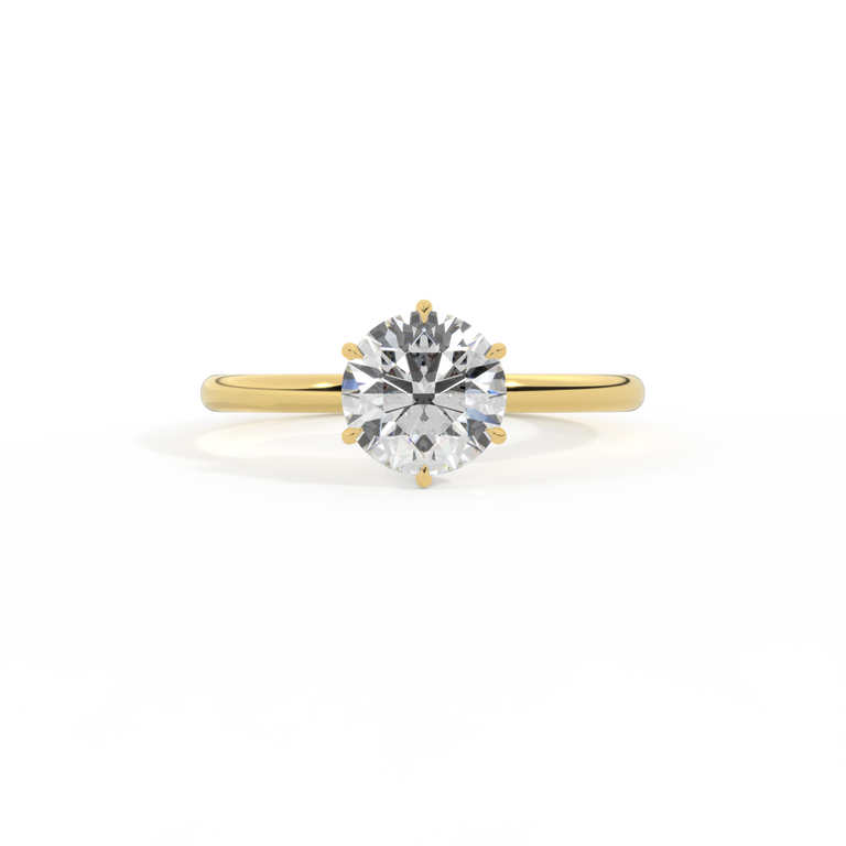 Lab Grown Diamond Solitaire Round Cut 18k Yellow Gold Ring