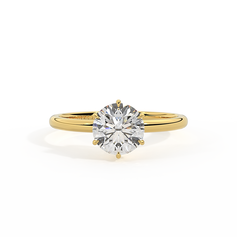 Lab Grown Diamond Solitaire Round Cut 18k Yellow Gold Ring