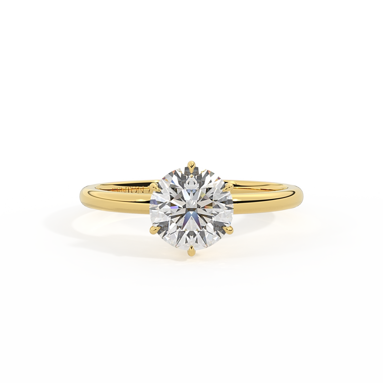 Lab Grown Diamond Solitaire Round Cut 18k Yellow Gold Ring