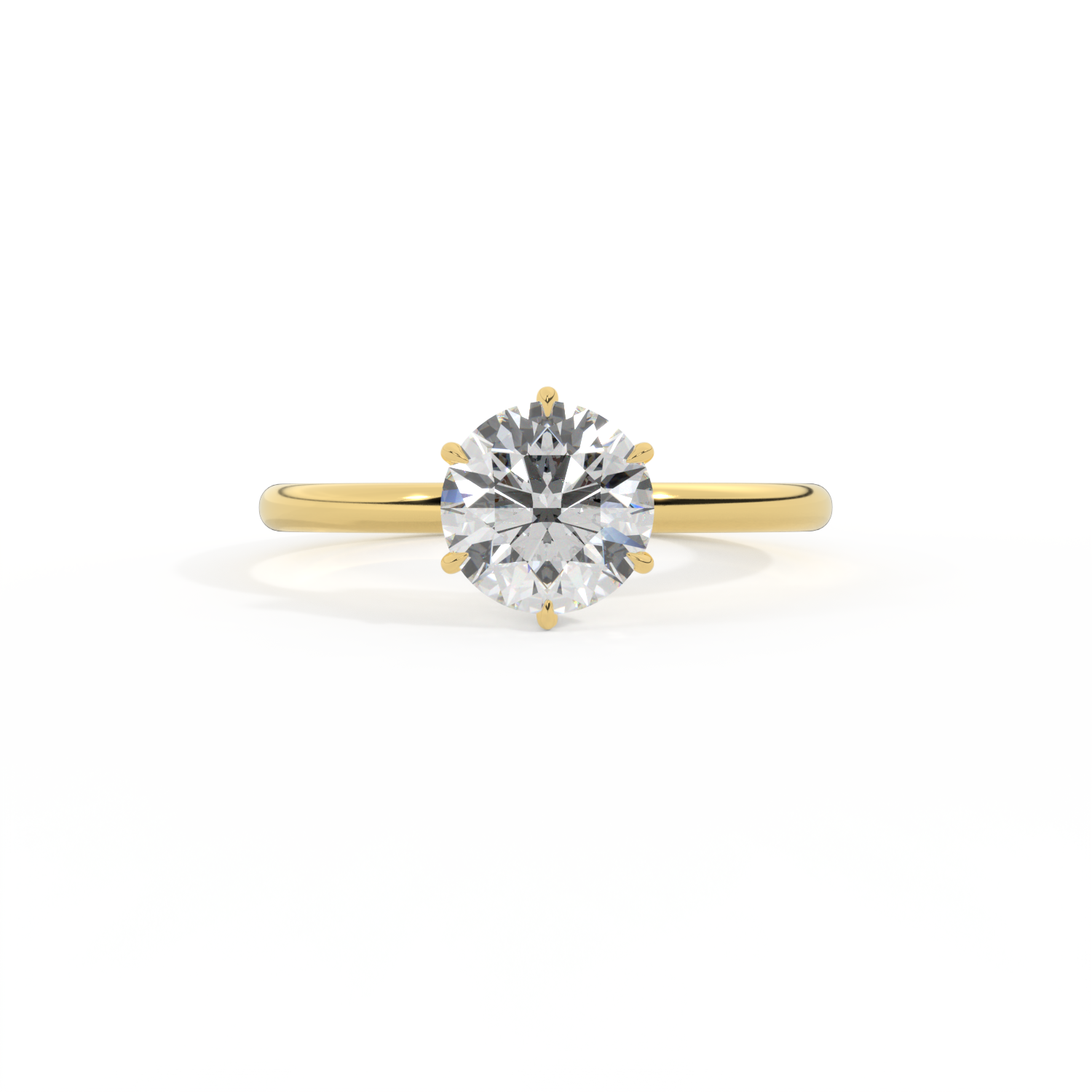 Lab Grown Diamond Solitaire Round Cut 18k Yellow Gold Ring