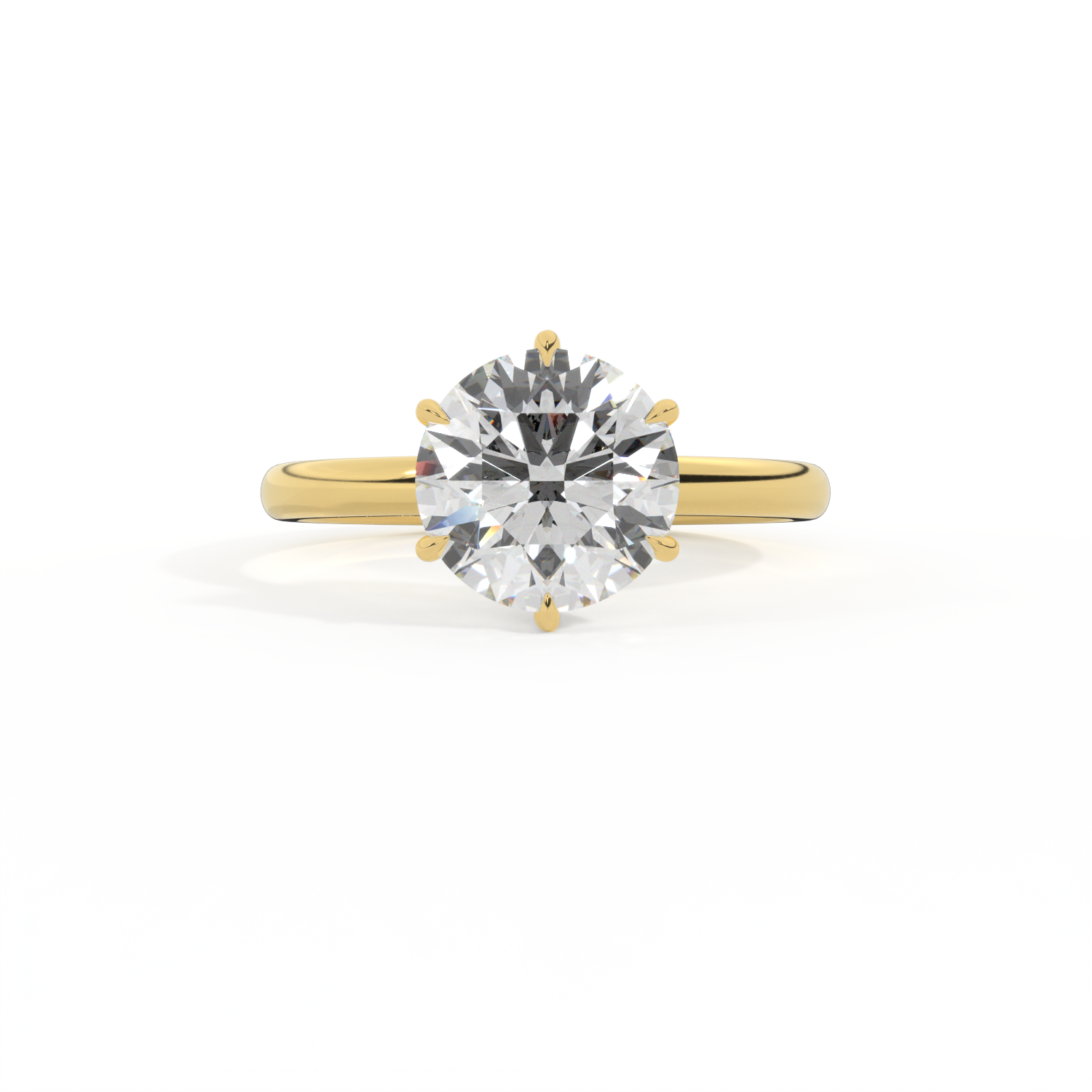 Lab Grown Diamond Solitaire Round Cut 18k Yellow Gold Ring