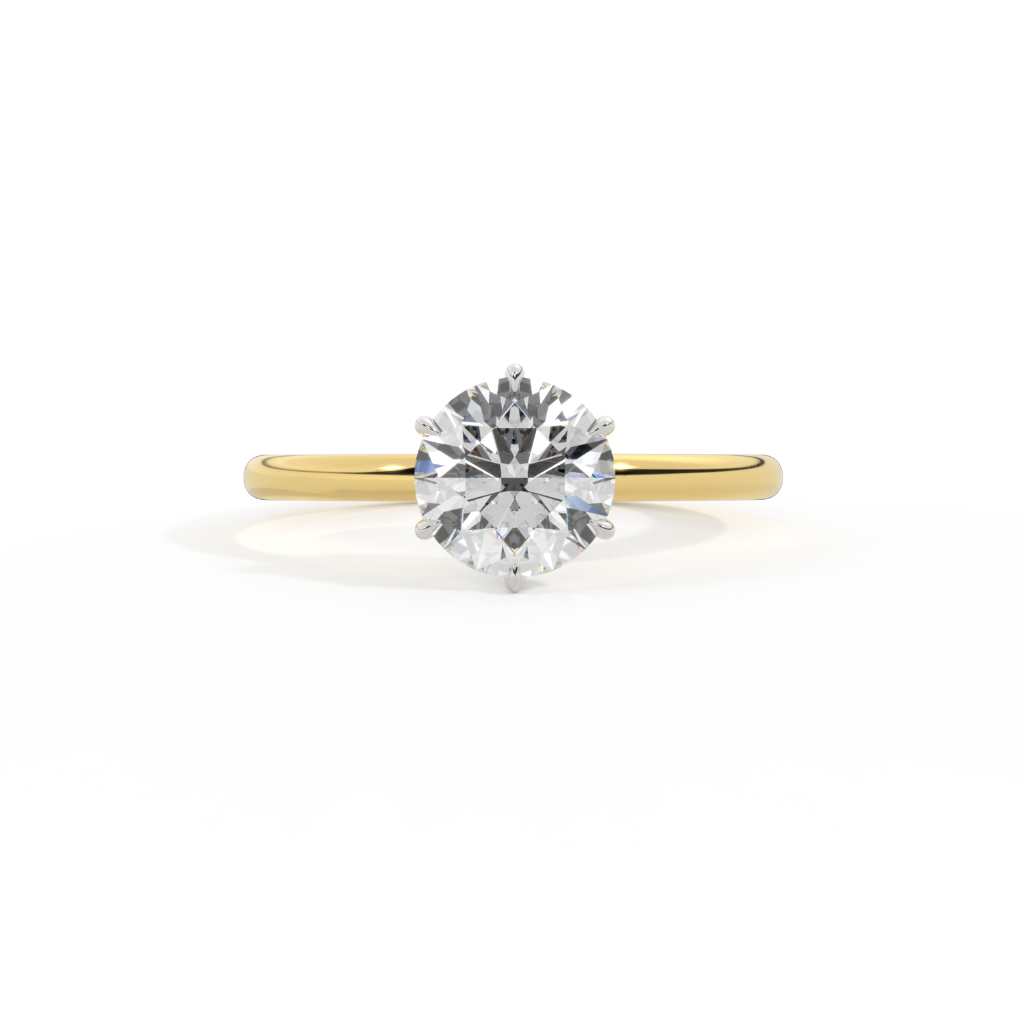 Lab Grown Solar Diamond Solitaire Round Cut 18k Yellow Gold Ring