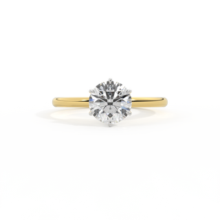 Lab Grown Solar Diamond Solitaire Round Cut 18k Yellow Gold Ring