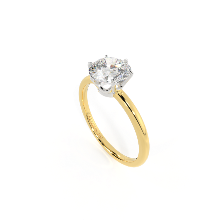 Lab Grown Diamond Solitaire Round Cut 18k Yellow Gold Ring