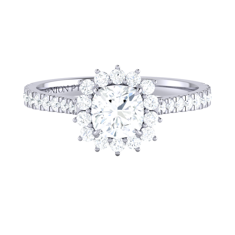 Naturally Mined Diamond Star Platinum Ring (Diamond Pavé) (GIA 2438346883)