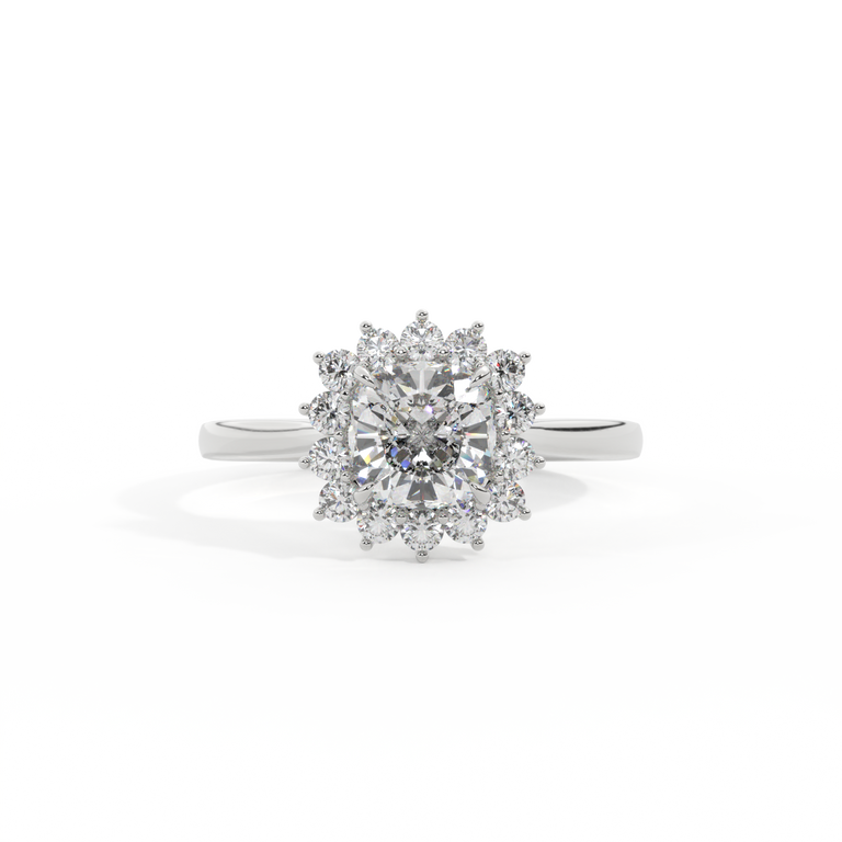 Lab Grown Diamond Star Cushion Cut Diamond Platinum Ring