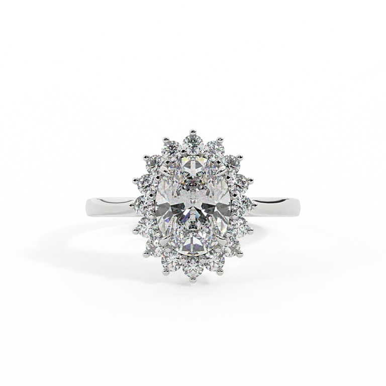 Lab Grown Diamond Star Oval Cut Diamond Platinum Ring