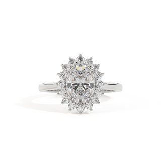 Lab Grown Solar Diamond Star Oval Cut Diamond Platinum Ring