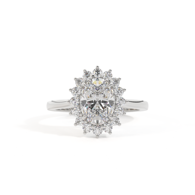 Lab Grown Diamond Star Oval Cut Diamond Platinum Ring