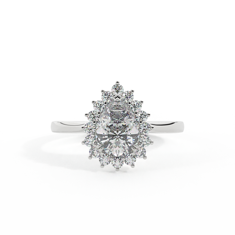 Lab Grown Diamond Star Pear Cut Diamond Platinum Ring