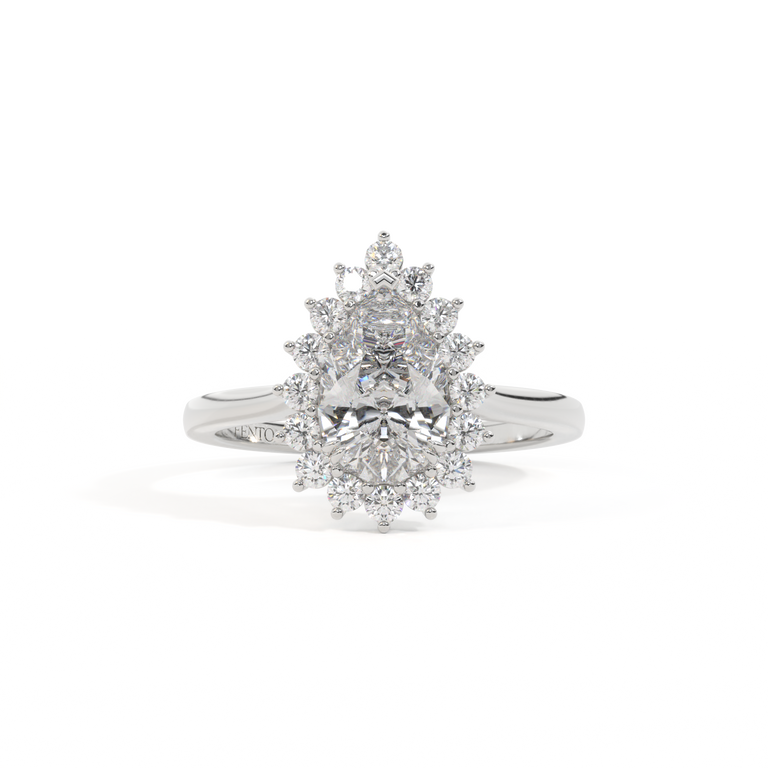Lab Grown Diamond Star Pear Cut Diamond Platinum Ring