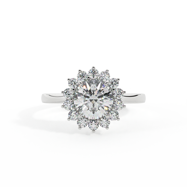 Lab Grown Diamond Star Round Cut Diamond Platinum Ring