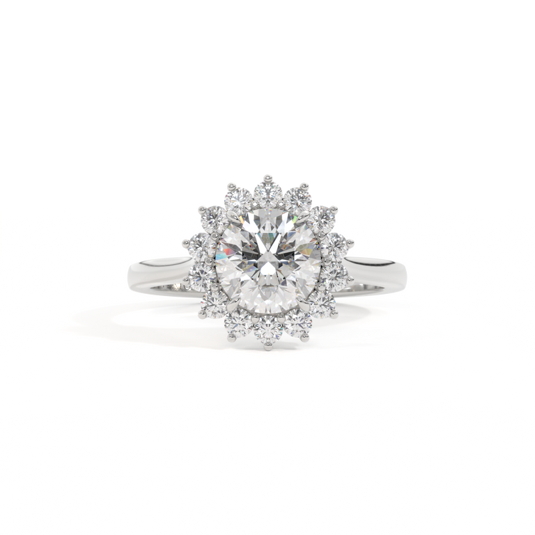 Naturally Mined Diamond Star Round Cut Diamond Platinum Ring