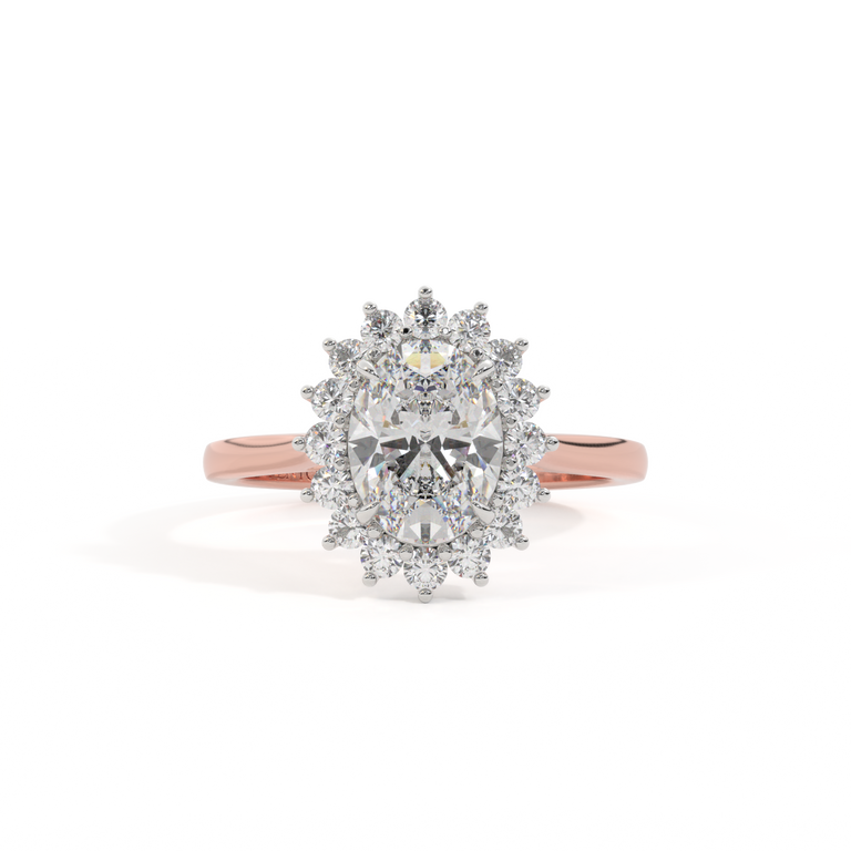 Naturally Mined Diamond Star Oval Cut Diamond 18k Rose Gold Ring