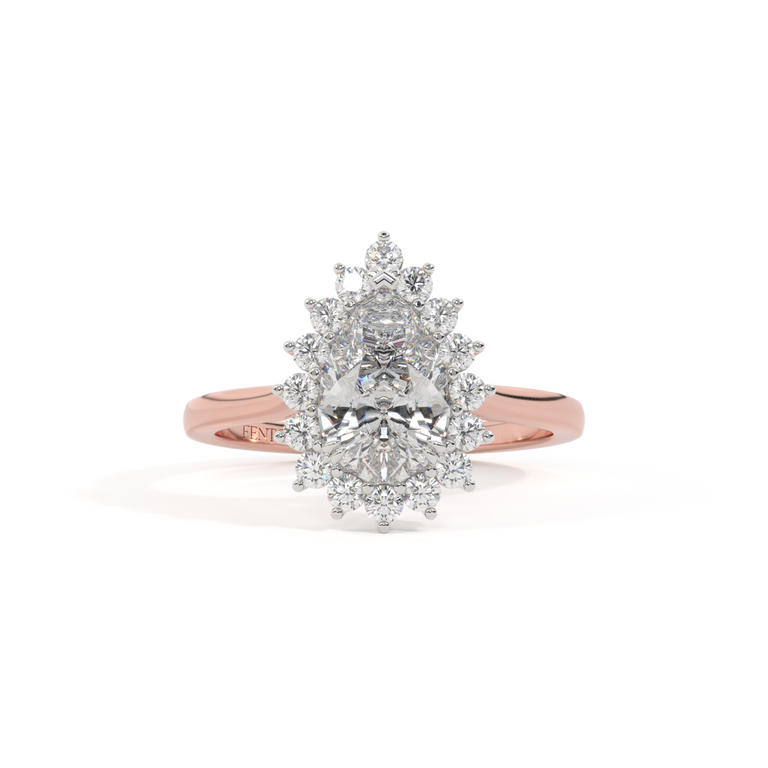Lab Grown Diamond Star Pear Cut Diamond 18k Rose Gold Ring
