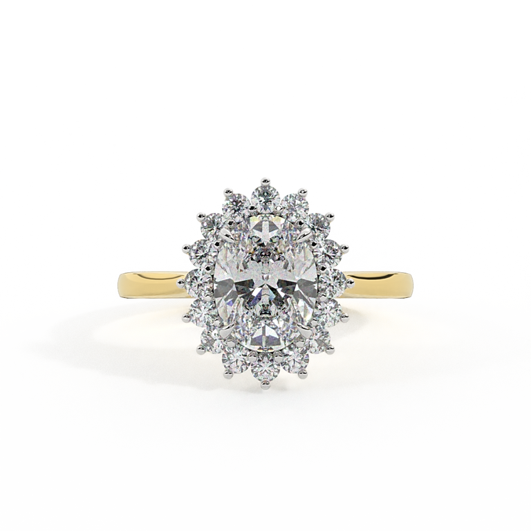 Lab Grown Diamond Star Oval Cut Diamond 18k Yellow Gold Ring
