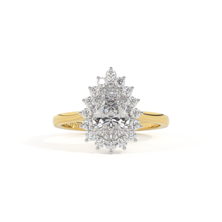 Naturally Mined Diamond Star 18K Yellow Gold Ring (Diamond Pavé) (GIA 1485066969)