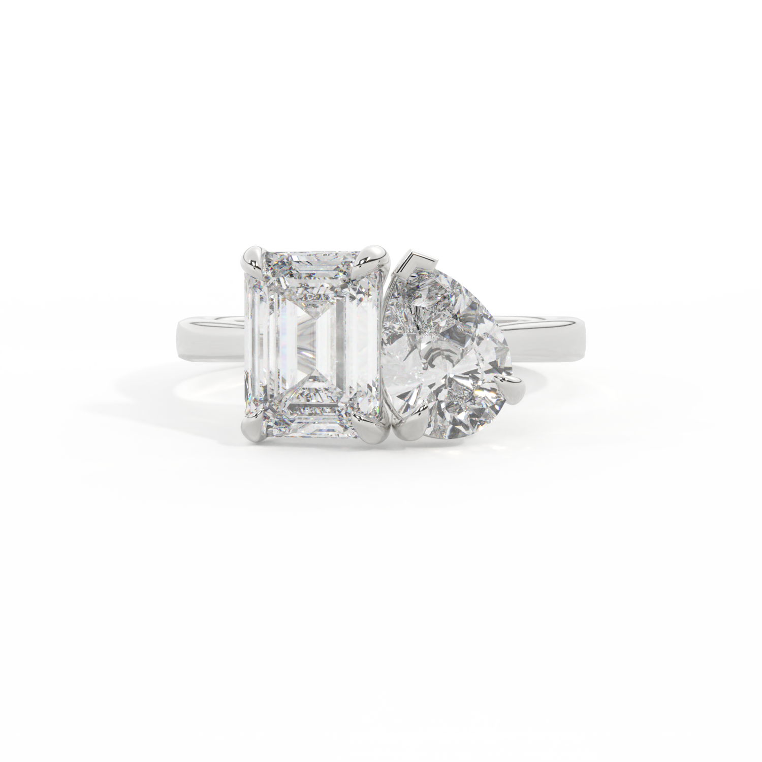 Lab Grown Diamond Toi Et Moi Emerald Diamond Platinum Ring