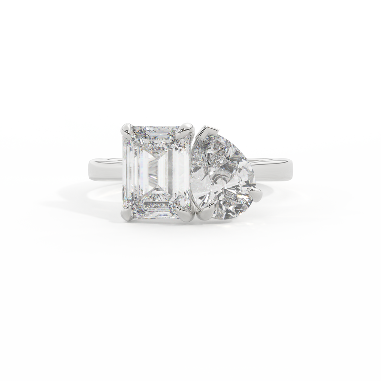 Lab Grown Diamond Toi Et Moi Emerald Diamond Platinum Ring