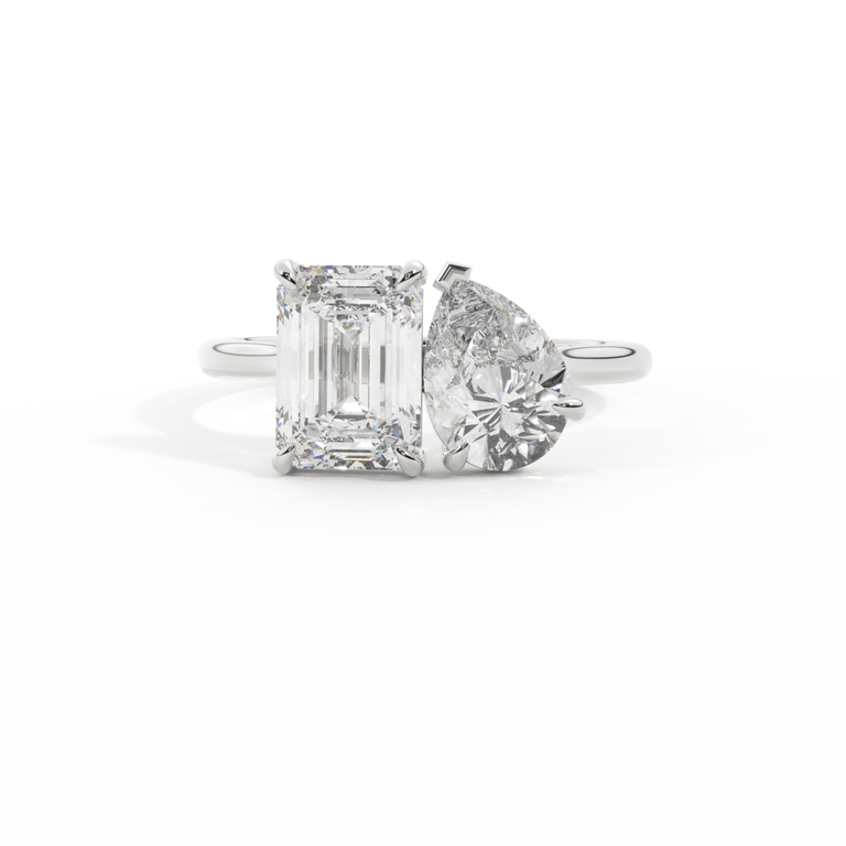 Lab Grown Diamond Toi Et Moi Emerald Lab Grown Diamond Platinum Ring