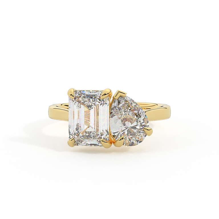 Lab Grown Diamond Toi Et Moi Emerald Lab Grown Diamond 18K Yellow Gold Ring