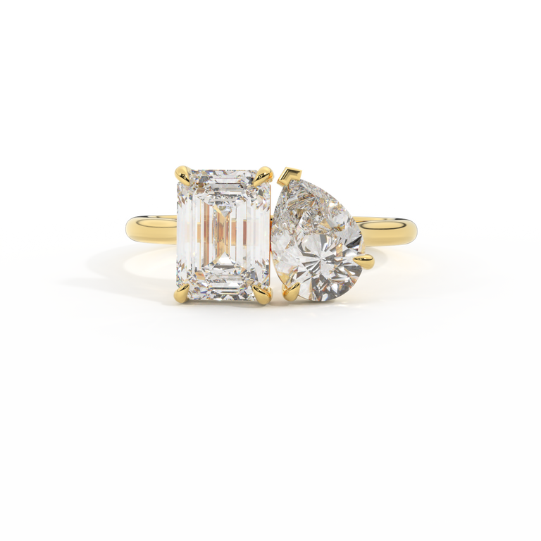 Treasure Box Lab Grown Toi Et Moi 18K Yellow Gold Ring Bigger
