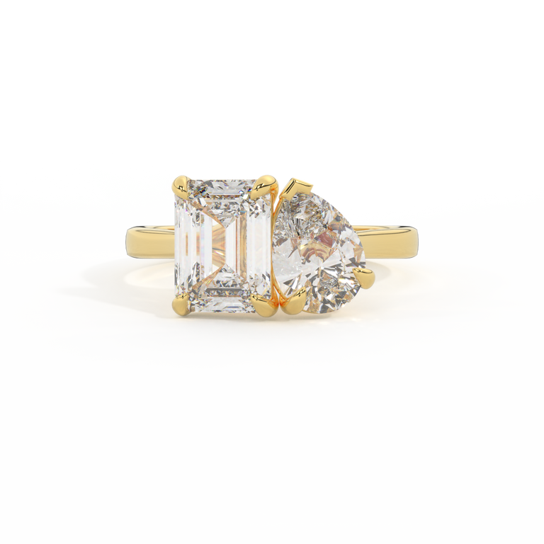 Lab Grown Diamond Toi Et Moi Emerald Lab Grown Diamond 18K Yellow Gold Ring