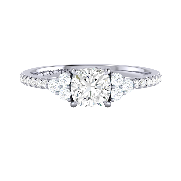 Naturally Mined Diamond Trefoil Platinum Ring (Diamond Pavé) (GIA 3505449240)