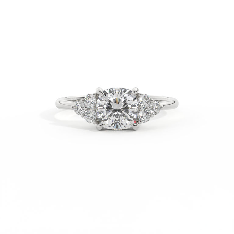 Lab Grown Diamond Trefoil Cushion Cut Diamond Platinum Ring