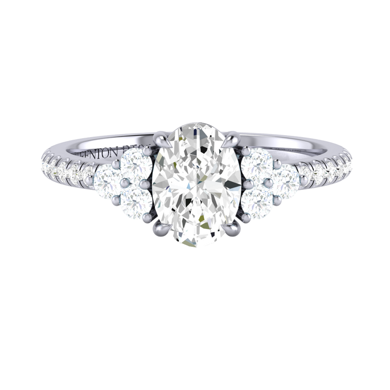 Naturally Mined Diamond Trefoil Platinum Ring (Diamond Pavé) (GIA 6511128577)