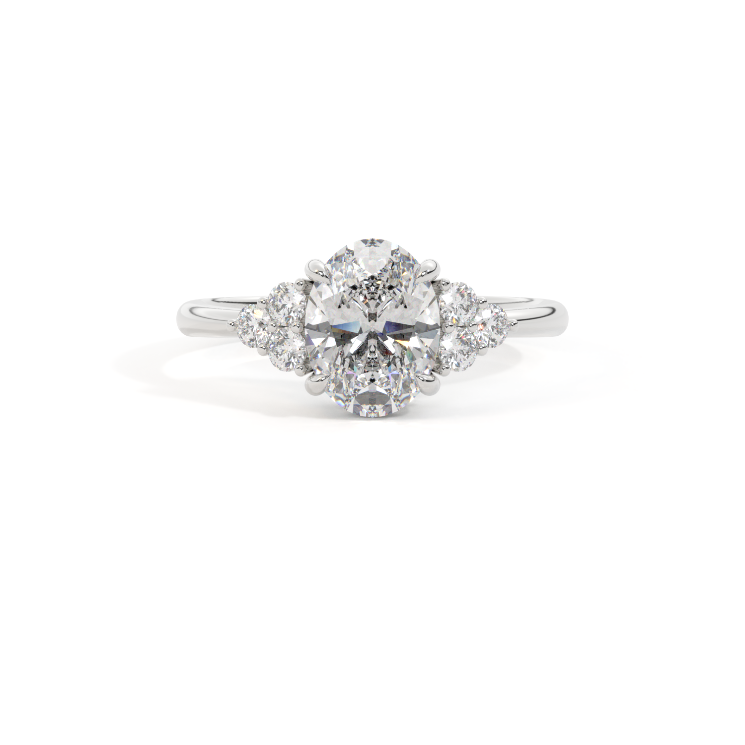 Lab Grown Diamond Trefoil Oval Cut Diamond Platinum Ring