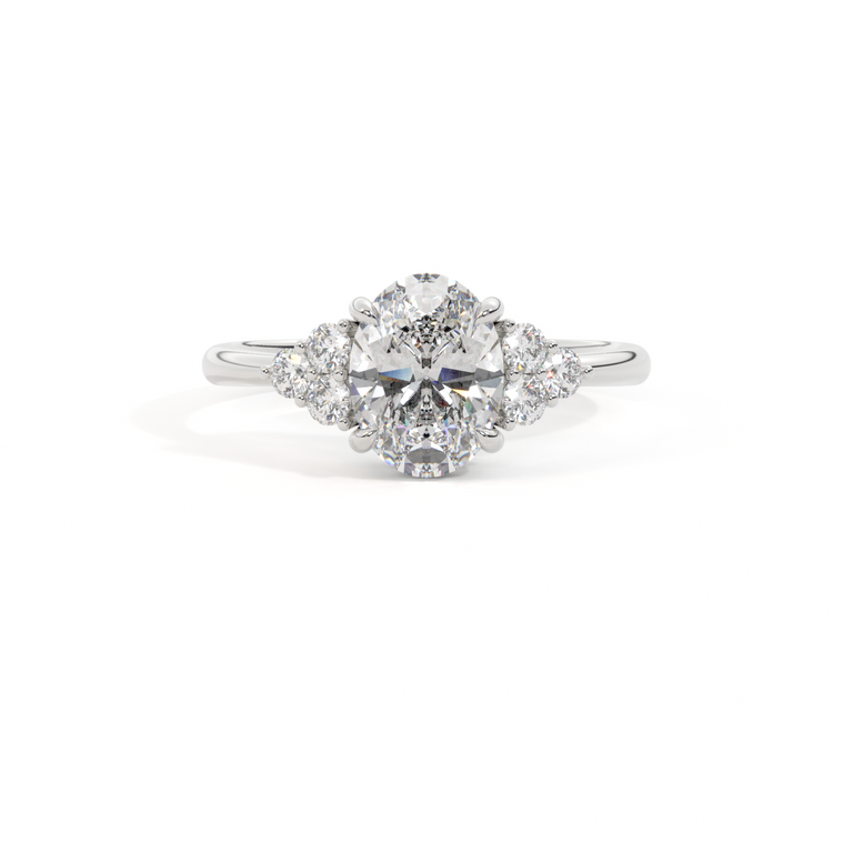 Lab Grown Diamond Trefoil Oval Cut Diamond Platinum Ring