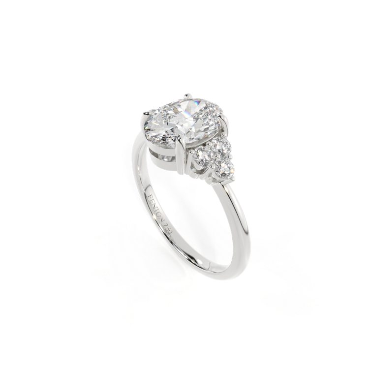 Lab Grown Diamond Trefoil Oval Cut Diamond Platinum Ring