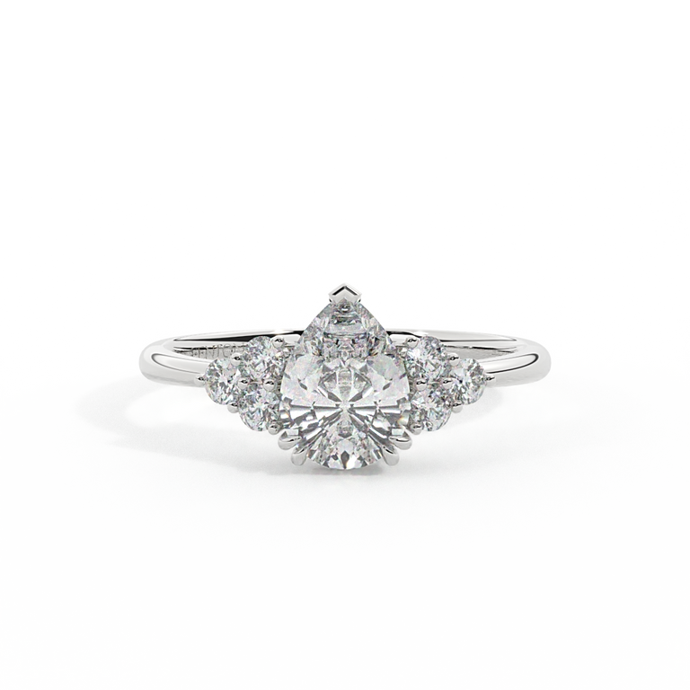 Lab Grown Diamond Trefoil Pear Cut Diamond Platinum Ring