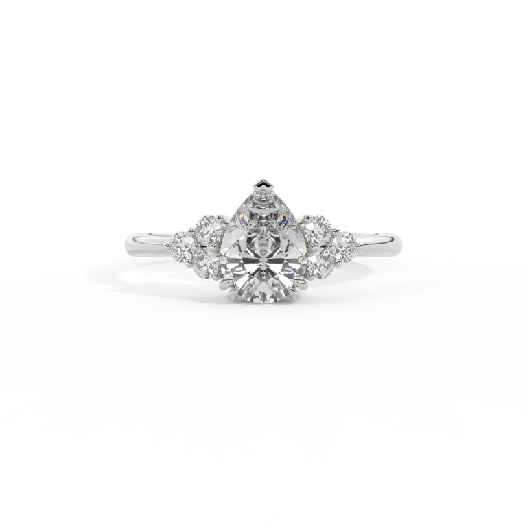 Treasure Box Lab Grown Trefoil Pear Cut Diamond Platinum 0.75ct