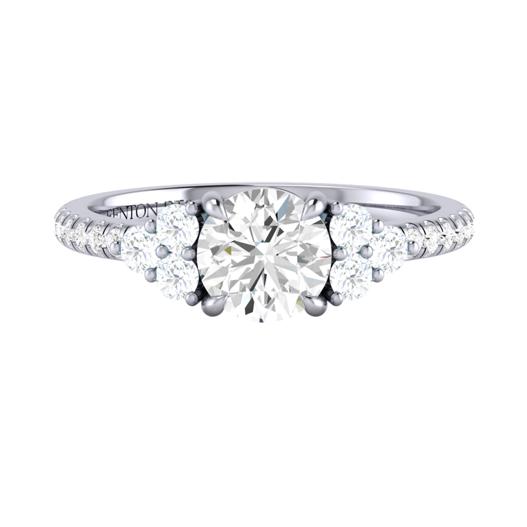 Naturally Mined Diamond Trefoil Platinum Ring (Diamond Pavé) (IGI 633473418)