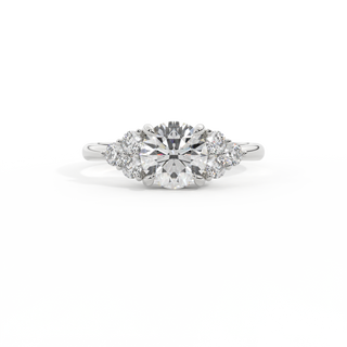 Lab Grown Solar Diamond Trefoil Round Cut Diamond Platinum Ring