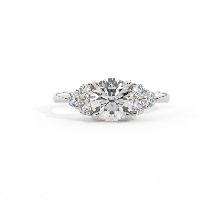 Lab Grown Diamond Trefoil Platinum Ring (Diamond Pavé) (IGI LG739582109)