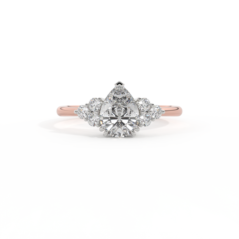 Naturally Mined Diamond Trefoil Pear Cut Diamond 18k Rose Gold Ring