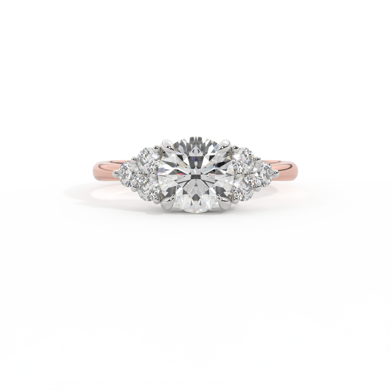 Lab Grown Diamond Trefoil Round Cut Diamond 18k Rose Gold Ring