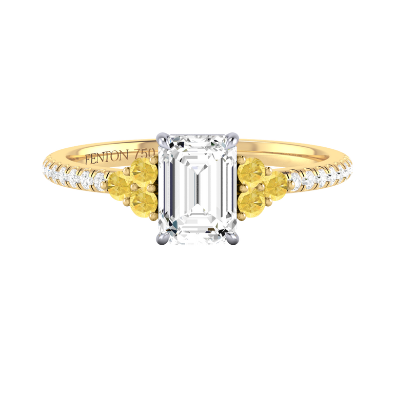 Naturally Mined Diamond Trefoil 18K Yellow Gold Ring (Diamond Pavé) (GIA 2484988177)