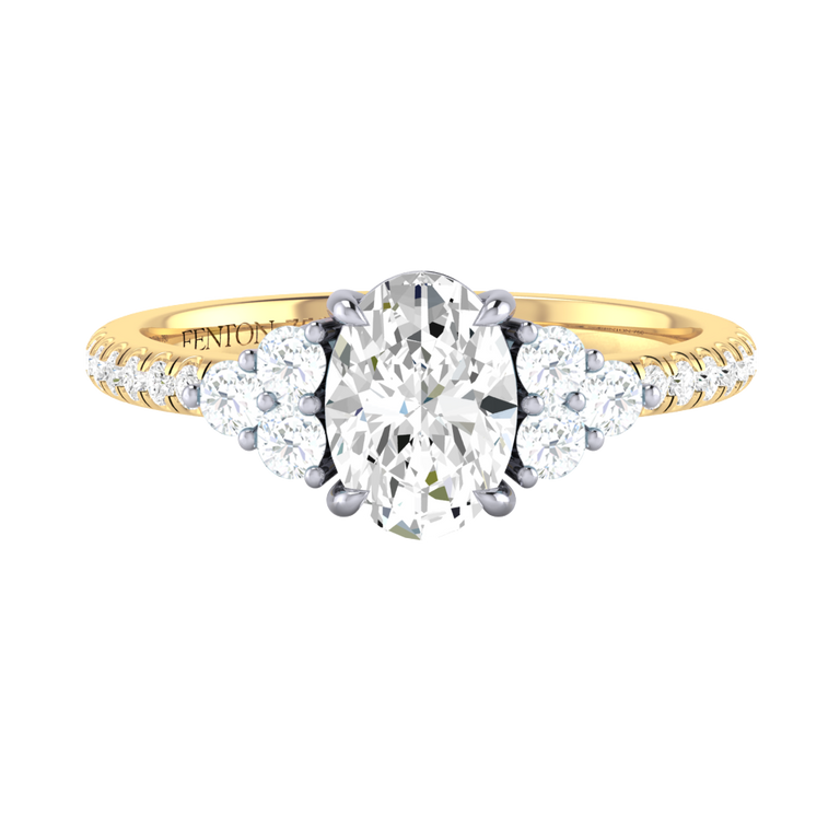 Naturally Mined Diamond Trefoil 18K Yellow Gold Ring (Diamond Pavé) (GIA 2447755663)