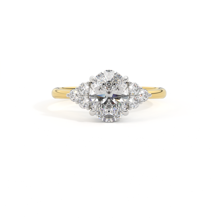 Lab Grown Diamond Trefoil Oval Cut Diamond 18k Yellow Gold Ring