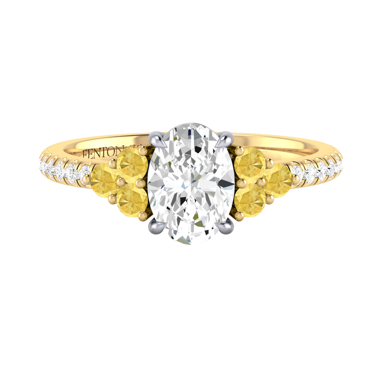 Naturally Mined Diamond Trefoil 18K Yellow Gold Ring (Diamond Pavé) (GIA 6491344893)